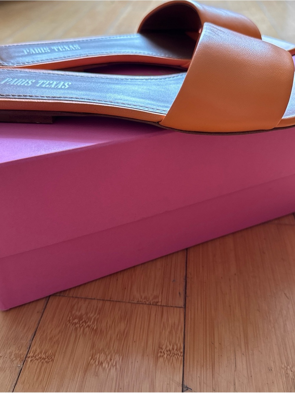 Paris Texas Tan-Orange Leather Slide Mules - Picture 5 of 5